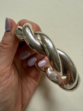 Sterling Silver 925 Twisted Rope Bangle Bracelet Large size